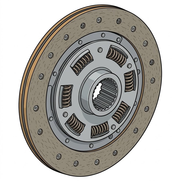 Embrayage : Organe qui accouple ou désaccouple progressivement le moteur de la transmission par friction d'un disque contre le volant moteur. Sur les tracteurs modernes, il est souvent remplacé par des embrayages multidisques à bain d'huile commandés hydrauliquement, qui autorisent le passage sous charge.